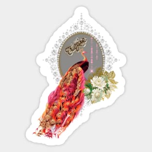 Elegant peacock with flowers in soft colors Sticker